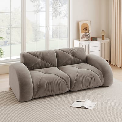 Wishdor 2-Zits Modulaire Bank Zonder Frame - 32D-Hoogdichtheidsschuim En Antislip Ontwerp - Voor De Woonkamer - Chenille - Bruin