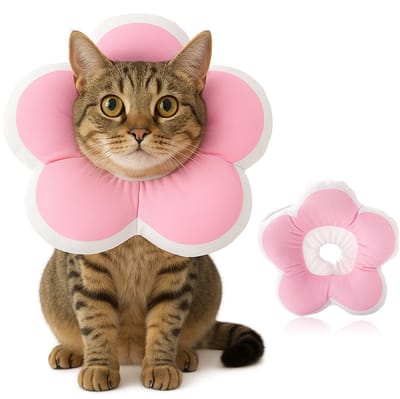 MAGICSHE Katten Halsband - Verstelbare Beschermkraag Kat - Zachte Kattenkraag Voor Nazorg - Herstelhalsband Voor Kittens En Kleine Honden Roze S