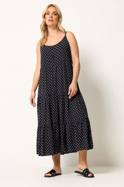 Yours Zwarte Gelaagde Maxijurk Size 42
