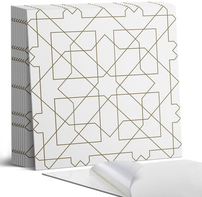 Coloray Plaktegels - Geometrisch lijnenpatroon Portugese Tegels - 30 cm x 30 cm - Beige Plaktegels - 9 stuks - Vierkant PVC Tegels - Plaktegels Keuken - Zelfklevende Vloertegels - Vinyl Tegels - Zelfklevende Tegels