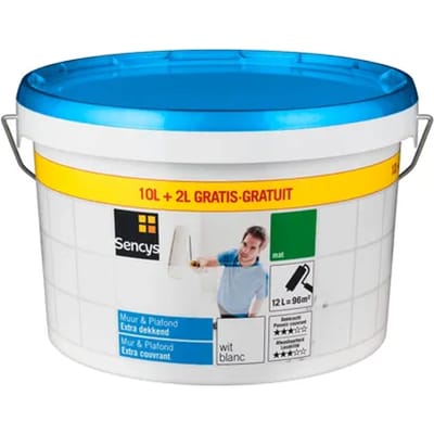 Sencys Muur & Plafond Muurverf - Mat - Wit - 12l