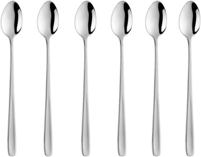 Set van 6 lange roestvrijstalen lepel voor koffie, espresso en desserts - 20 cm ijslepel met elegant design