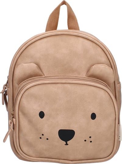 Kidzroom Beary Excited - Kinder rugzak - 6,5 liter - 29 x 23 x 8 cm - Vegan leather met berenoortjes - Beer - Beige