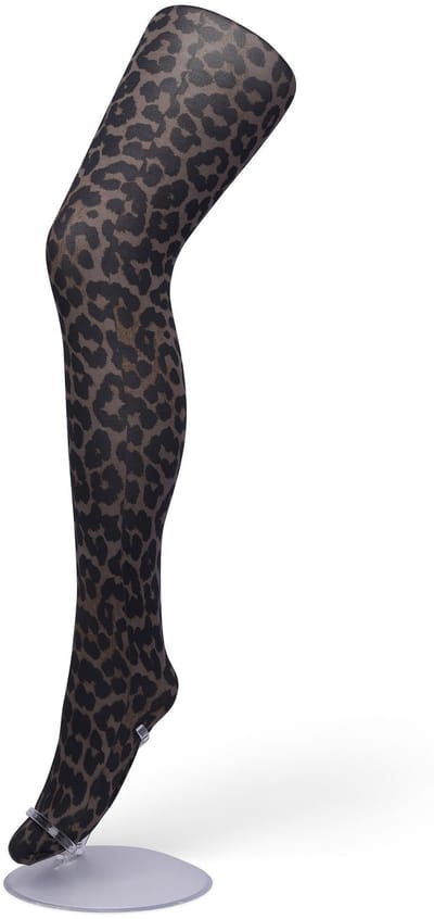 Bonnie Doon Dames Panterprint Panty 50 Denier Bruin maat S/M - Chique Panty - Leopard Dessin - Brede Boord - Comfort - Panter Print - Jaguar - Dieren Print - Jaguar Tights - Feestelijk - Brown - BP211905.161