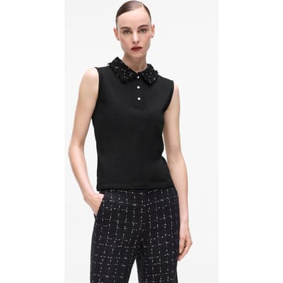 Karl Lagerfeld Logo Boucle Polo Black Taglia: XS | Polo Outlet | Donna | Nero