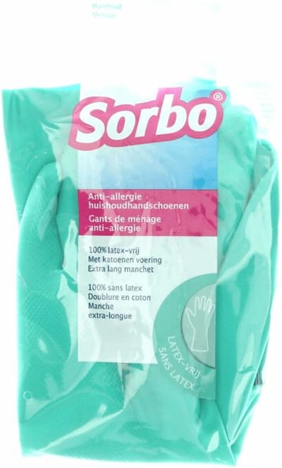 Sorbo | 6 paar Huishoudhandschoenen Anti-Allergie  | Maat M | Latexvrij | Groen
