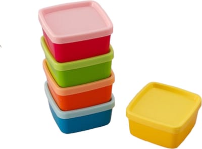 Ynkkvre-Set van 5 Mini Voorraadbakjes met Deksel – Stapelbare Herbruikbare Vershoudbakjes voor Snacks, Restjes, Vriezer en Koelkast