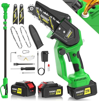 Mini Kettingzaag 800W met Accu's | 6 Inch Elektrische Handkettingzaag voor Takkenschaar en Houtsnijding