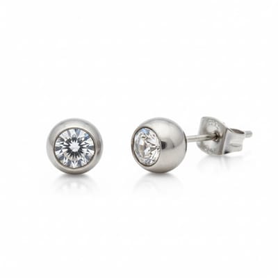 Aramat Jewels | Oorbellen | Zirkonia Steen Oorbellen | | | |7mm | Staal | Kinderen, Volwassenen | Verkleurd niet