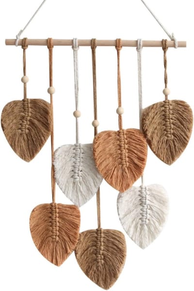 JeiibrZui Handgemaakt Macramé Wandtapijt - 90 X 40 Cm - 1 Stuk Boho Wanddecoratie - Kaki