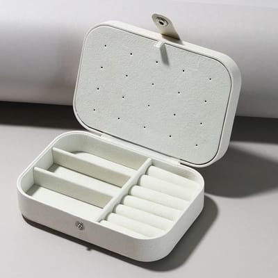 Sieraden Opbergdoos - Juwelendoosje Organizer - Sieraden Opbergen - Compact Reisformaat - 11.4 x 16.3 x 5.3 cm - Wit