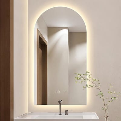 Wandkaptafel - Verlichte spiegel - Make-up aanbrengen - Aanpasbare lichtkleur - 40x70cm - Zilver