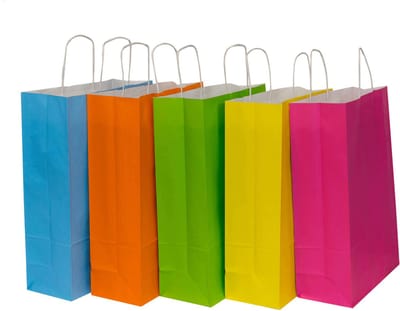 50x Papieren tassen assorti vrolijke kleuren 25x11x32cm (A4 formaat)