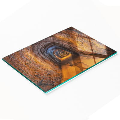 Serveerplank van gehard glas met tunnelmotief, 80x52 cm