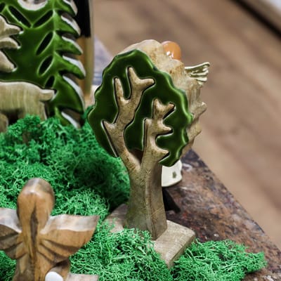 Verdwaald in het bos - Enkele boom 3D houten decoratie - 20x10cm - Decoratie Herfst - Winter - Kerst