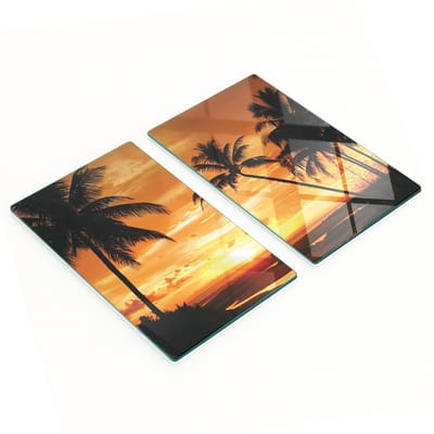 Multifunctionele decoratieve keukenplanken van gehard glas met palmboommotief, 2x30x52 cm