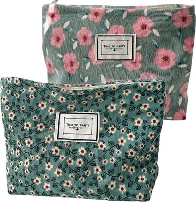 Cosmetische reistas, toilettas, corduroy make-uptas, effen kleur, draagbare snoertas, toilettas, multifunctionele reistoilettas, opbergorganisator voor dames en meisjes, groen