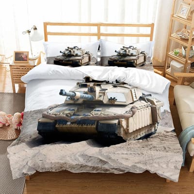 Militaire Tanks Dekbedovertrek Set King Queen Double Full Twin Single Maat Jongens Beddengoed Set EU single(135x200cm)