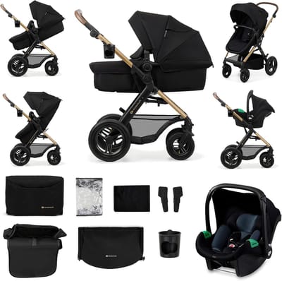 3-in-1 Kinderwagen - Reiswieg Stoel - Comfortabel Reizen - 2-in-1 Zitting - Tot 27 kg - Zwart