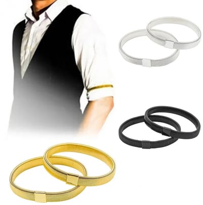 Actie4you® - Mouw ophouder 3 Paar - Diameter 6 cm - Sleeve holder - Mouwophouders Dames Heren – 2x Zwart - 2x Goud - 2x Zilver