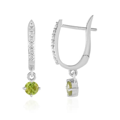 Cavill - Elegante Oorbellen - 925 Sterling Zilver Platina Verguld - Madagaskar Sfeenkristal 0,52 ct - Ronde Briljant Zirkonen 0,29 ct - Haaksluiting