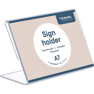 Kaarthouder Europel Liggend - L-standaard - A7 - 10,5 x 7,4 cm - Transparant