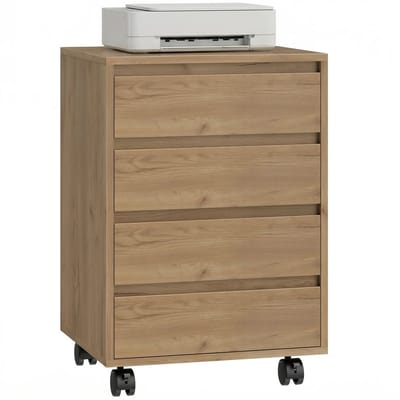 Bresht Ladekast - Ladenkastje - Commode - 4 Lades - Verrijdbaar ontwerp- Anti-kantelvoorziening - Houtlook - 46 × 40 × 65 cm