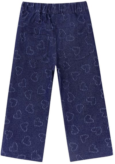 Moderne Cotton Denim Rechte Kinderbroek met Hartmotief - Blauw - 4 Jaar