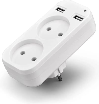 Stopcontacten Dubbele USB-stekker Stekkerdoos Adapterstekker 1200 W-250 V 10A met 2 USB-poorten 5V2A voor Telefoon Smartphones Tablets
