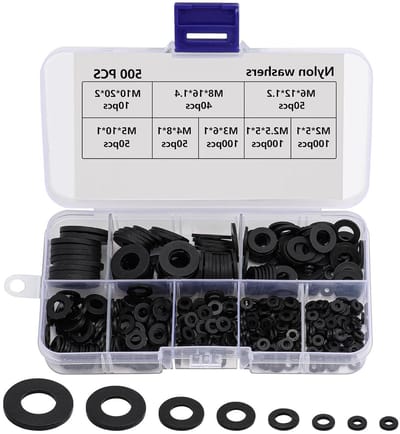 500 Stuks Plastic en Rubber Ringen, Zwarte Platte Ringen voor Mechanische Bevestiging, Diverse Maten M2 tot M10