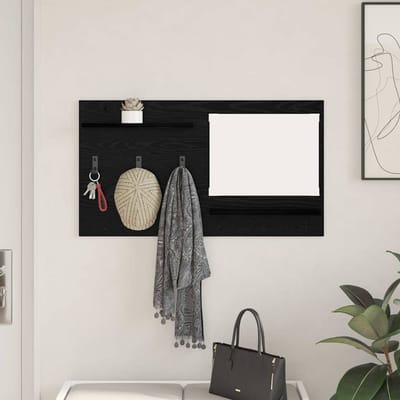 vidaXL - Wandgemonteerde - kapstok - Muurmontage - Zwart - Eiken - 90 - x - 10 - x - 50 - cm