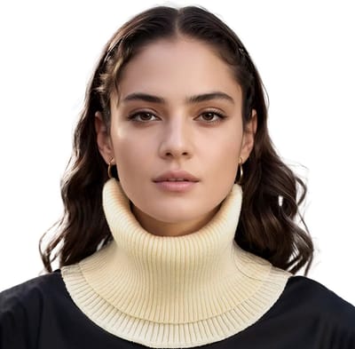 Gebreide Wintersjaal voor Dames – Warme Dikke Halswarmer met Dubbele Laag – Afneembare Kraag – Effen Kleur – Winter Sjaal, Ring Sjaal, Colsjaal