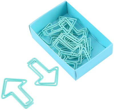 Dailygoods- Papierclips Pijlvorm - 12 Stuks - Kantoorbenodigdheden - Creatieve Bladwijzers - Hoogwaardig Metaal - Duurzaam en Lichtblauw - Kantoorclips