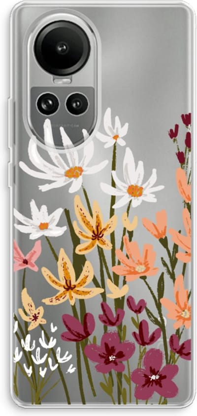 Case Company® - Hoesje geschikt voor Oppo Reno 10 hoesje - Painted wildflowers - Soft Cover Telefoonhoesje - Bescherming aan alle Kanten en Schermrand