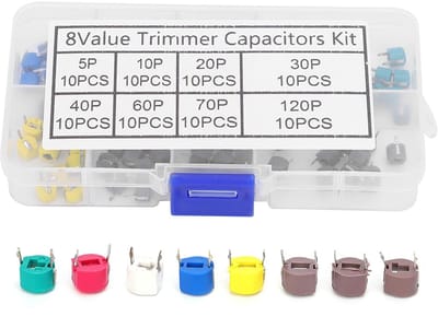 JHUBERS - Trimmer Capacitor Kit - Verstelbare Capaciteit - Ideaal voor Elektronische Toepassingen - 80Pcs - Precisie en maatwerk - Geschikt voor ho...
