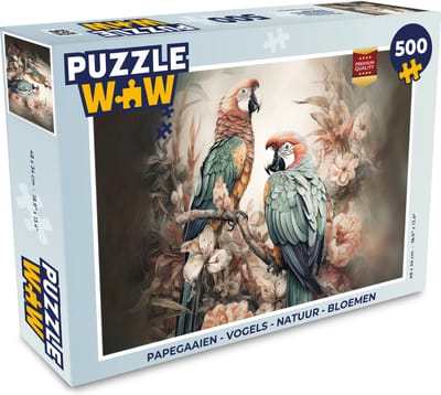 Puzzel Papegaaien - Vogels - Natuur - Bloemen - Legpuzzel - Puzzel 500 stukjes