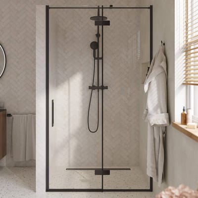 Saqu Grace draaideur met vast paneel rechts incl. antikalk 120x210cm mat zwart