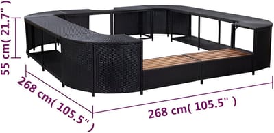 Luxe Hoek-Whirlpool - 268x268x55 cm - Hydro Massage - Vrijstaand - Novihome