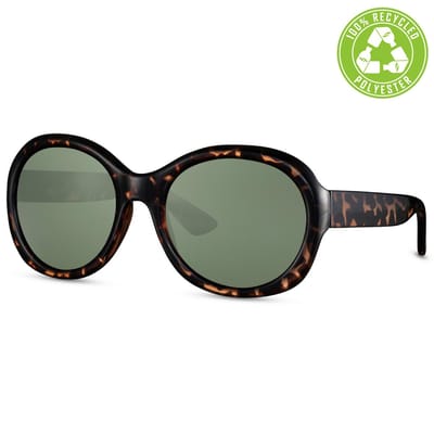 Eco-Line Oversized Zonnebril WHS-6152 Recycled Polyester Schildpad/Bruin Unisex 100% UV400 Cat.3 Incl: Etui & Poetsdoekje