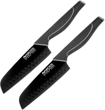 Set van 2 Santoku keukenmessen met 16 cm lemmet Nirosta Black Edition