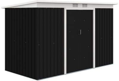 Tuinschuur - 280x130x172 cm - Tuinhuisje met Ventilatieraam & Schuifdeur - Gereedschapsschuur - Gegalvaniseerd Staal - Opslagruimte Tuin - Tuingereedschap Bewaren - Buitenschuren - Fietsenberging - Tuinhuis - Donkergrijs