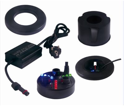 carmdering - 3 Kopf Ultraschall Nebler - Mist Maker - Waterfontein Vernebler - 1500ml H Capaciteit - 12 Kleuren LED Licht - Duurzaam Kunststof - Automatische Uitschakeling - Voor Teich En Aquarium - 1 Stuk