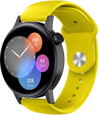 Strap-it Siliconen sport bandje - geschikt voor Huawei Watch GT 2 42mm / GT 3 42mm / GT 3 Pro 43mm - geel