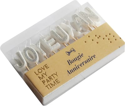 ARTYFETES - Happy Birthday Kaarsen Zilver Metallic 4,3 cm met Prikkers