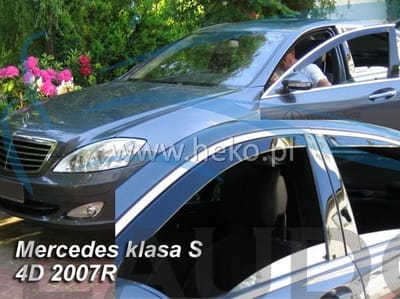 Zijwindschermen raamspoilers geschikt Mercedes S klasse - 4 deurs Sedan type W221 pasvorm donker getint set V&A deuren