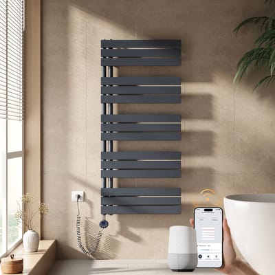 EMKE Elektrische Handdoekradiator - Slimme Bediening - APP Week Timer - 132x60cm - 800W - Mat Antraciet