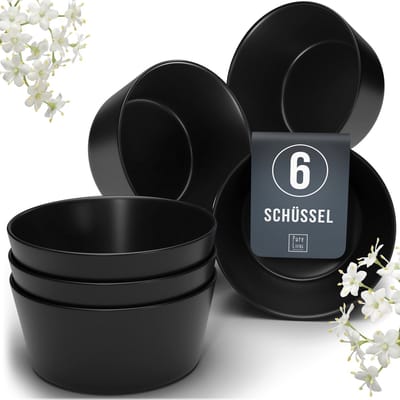 Pure Living Manhattan Kommen - Mat Zwart - Set van 6 (Ø 16 cm) - Voor 6 Personen - Hoogwaardig Steengoed - Oven, Magnetron & Vaatwasserbestendig