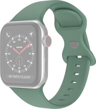 Siliconen bandje - geschikt voor Apple Watch 1/2/3/4/5/6/7/8/9/10/11/ SE (1,2,3) met maat 38 mm / 40 mm / 41 mm en 42 mm (Watch 10/11) - maat M/L - groen