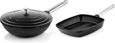 Westinghouse Performance 2-delige Pannenset – Wokpan 28 cm + Grillpan 28 cm – Inductie – Zwart