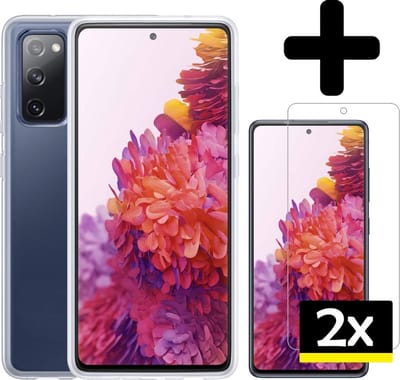 Hoesje - Met 2x Screenprotector - Geschikt voor Samsung Galaxy S20 FE - Sterk & Shockproof - Back Cover - Siliconen Case - Telefoon Hoes - Telefoonhoesjes - Transparant